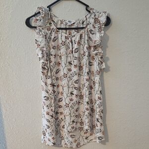 Jack By BB Dakota Cream Floral Ruffle Blouse